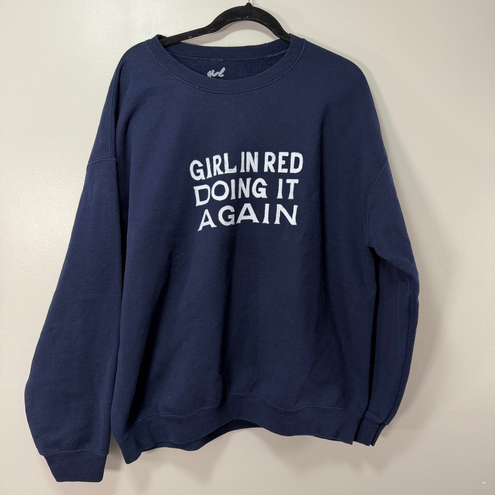 Girl In Red Doing It Again Tour 24 Navy Blue Crewneck Sweatshirt XL Concert Gear